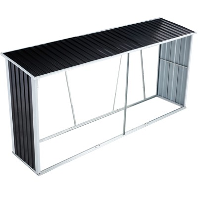 Galvanized Steel Firewood Rack with Roof (130") - Outdoor Log Storage Shed, Heavy-Duty Ventilated Design for Backyard, Patio, Garden