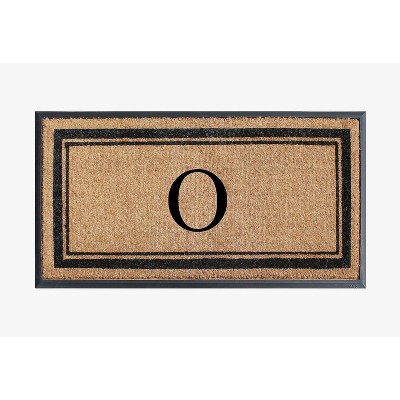 A1HC Natural Rubber Coir Outdoor Doormat 24x48 Monogrammed Anti-Shed Treated Durable Front Door Mat