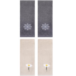 REGALWOVEN 4 Pcs Cotton Soft Absorbent Floral Pattern Hand Towel 13" x 30" - 1 of 4