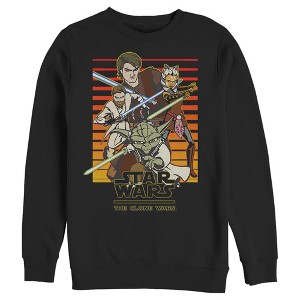Men's Star Wars: The Clone Wars Jedi Group Shot Retro Line Sweatshirt - 1 of 3