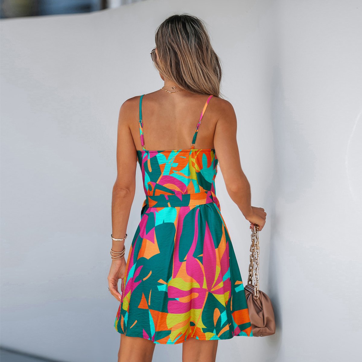 Женские платья Cupshe Women's Vibrant Tropical Print Wrap Dress-M-Green — фото 4