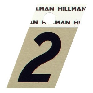 Hillman 1.5 in. Reflective Black Aluminum Self-Adhesive Number 2 1 pc (Case of 6) - 1 of 1