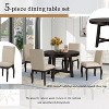 Angel Sar 5-Piece Dining Table Set, Wood Round Extendable Dining Table with 4 Upholstered Beige Dining Chairs - 4 of 4
