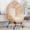 PE Wicker Weaving Patio Egg Chair,Fabric Upholstered Basket Swing Chair,Indoor Outdoor Lounge Egg Chair With Heavy Stand-Coolbibila - 2 of 4