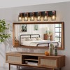 38" Industrial Vintage 6-Light Wall Sconce -Black Cage Wall Lighting Fixture with Wooden Accents for Bathroom,Hallway,Living Room (Bulb Not Included) - 2 of 4