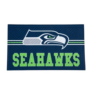 Evergreen NFL Seattle Seahawks Embossed Mat Cross Hatch Indoor and Outdoor Doormat - 1 of 3