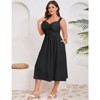 Coolmee Plus Size Summer Dress for Women Sleeveless Spaghetti Strap V Neck Tie Front A Line Casual Beach Midi Dress - 3 of 4
