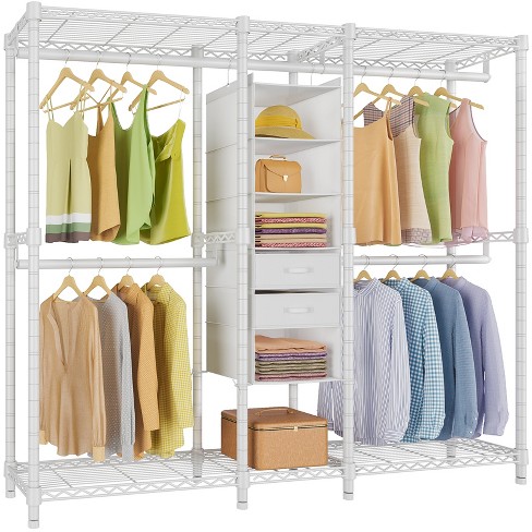 Freestanding Closet Organizer, Large Garment Clothes RackWhite