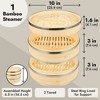 Juvale 2-Tier Bamboo Steamer Basket with Steel Rings for Dumplings, Dim Sums, 10 in - 3 of 4