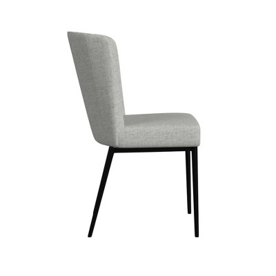Light Gray Textured Velvet Upholstered Dining Chair with Metal Legs