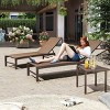 3pc Outdoor Five Position Adjustable Curved Aluminum Lounge Set Brown - Crestlive Products: Weather-Resistant Patio Furniture Set with Side Table - 2 of 4