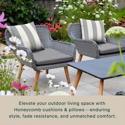 Platinum Grey Textured Solid Outdoor Dining Seat Cushions (2-Pack)