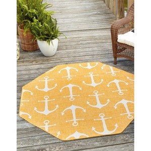 Unique Loom Outdoor Coastal Ahoy Solid Print Woven Area Rug - 1 of 4