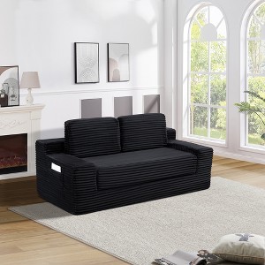 Racxily Corduroy Cloud Double Sofa, 2-in-1 Convertible Sofa Bed for Small Space & Apartment - 1 of 4