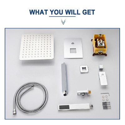 Brushed Nickel Dual Ceiling Mount Rain Shower System with Handheld