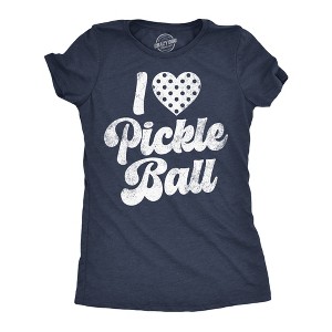 Womens Funny T Shirts I Heart Pickleball Sarcastic Graphic Novelty Tee For Ladies - Crazy Dog Women's T Shirt for Pickleball Fans - 1 of 4