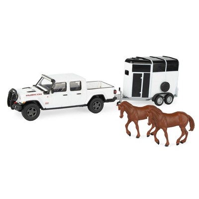 Tomy 1/32 Jeep Gladiator Rubicon with Horse Trailer and Horses 47366
