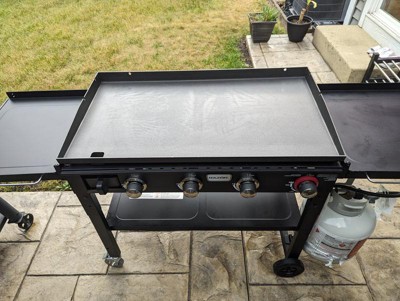 Razor Griddle 37 Inch Outdoor Steel 4 Burner Propane Gas Grill Griddle With  Wheels And Top Cover Lid Folding Shelves For Home Bbq Cooking, Black :  Target