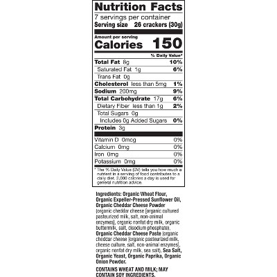 Annie's Organic White Cheddar Squares Baked Snack Crackers - 7.5oz