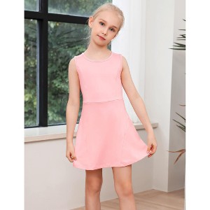 Girls Tennis Golf Dress Outfit Sleeveless Tank Top and Skorts Sets Sport Skirt with Shorts - 1 of 4