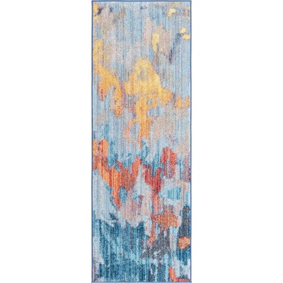 Multi-Color Abstract Easy Care Synthetic Runner Rug