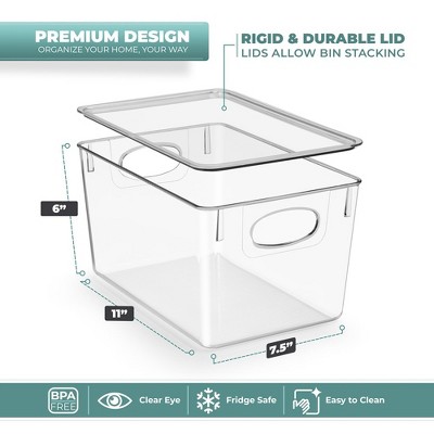Clear Stackable Plastic Storage Bins with Lids, Set of 8