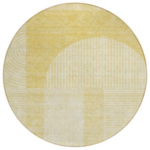 Gold Ivory And Yellow Geometric Washable Indoor Outdoor Area Rug - 1 of 4