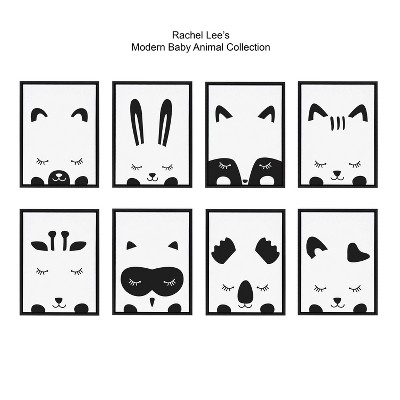 Modern Black and White Baby Animal Canvas Prints Set