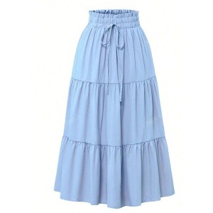 TIME HOLLOW Tiered Ruched Elastic Waist Skirt - 1 of 3