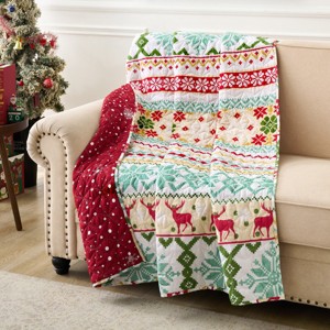 Greenland Home Fashions Fair Isle Snow Throw Blanket – 50X60 Inches, Winter Knit-Inspired Design - 1 of 4