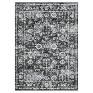 Washable Distressed Floral Print Bedroom Rugs, Retro Accent Non Slip Oriental Floor Carpet for Living Room Dining Room - 1 of 4