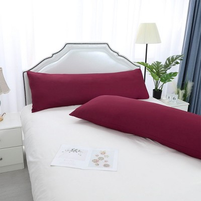 2 Pcs 20"x60" 1800 Series Soft Brushed Microfiber Pillow Cover Wine - PiccoCasa