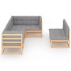 vidaXL Patio Furniture Set 7 Piece Outdoor Sectional Sofa Solid Wood Pine - Natural With Cushion - 3 of 4