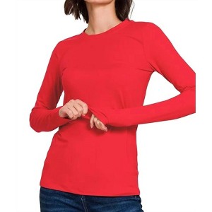Women's Back To Basic Round Neck Long Sleeve - ZENANA - 1 of 1