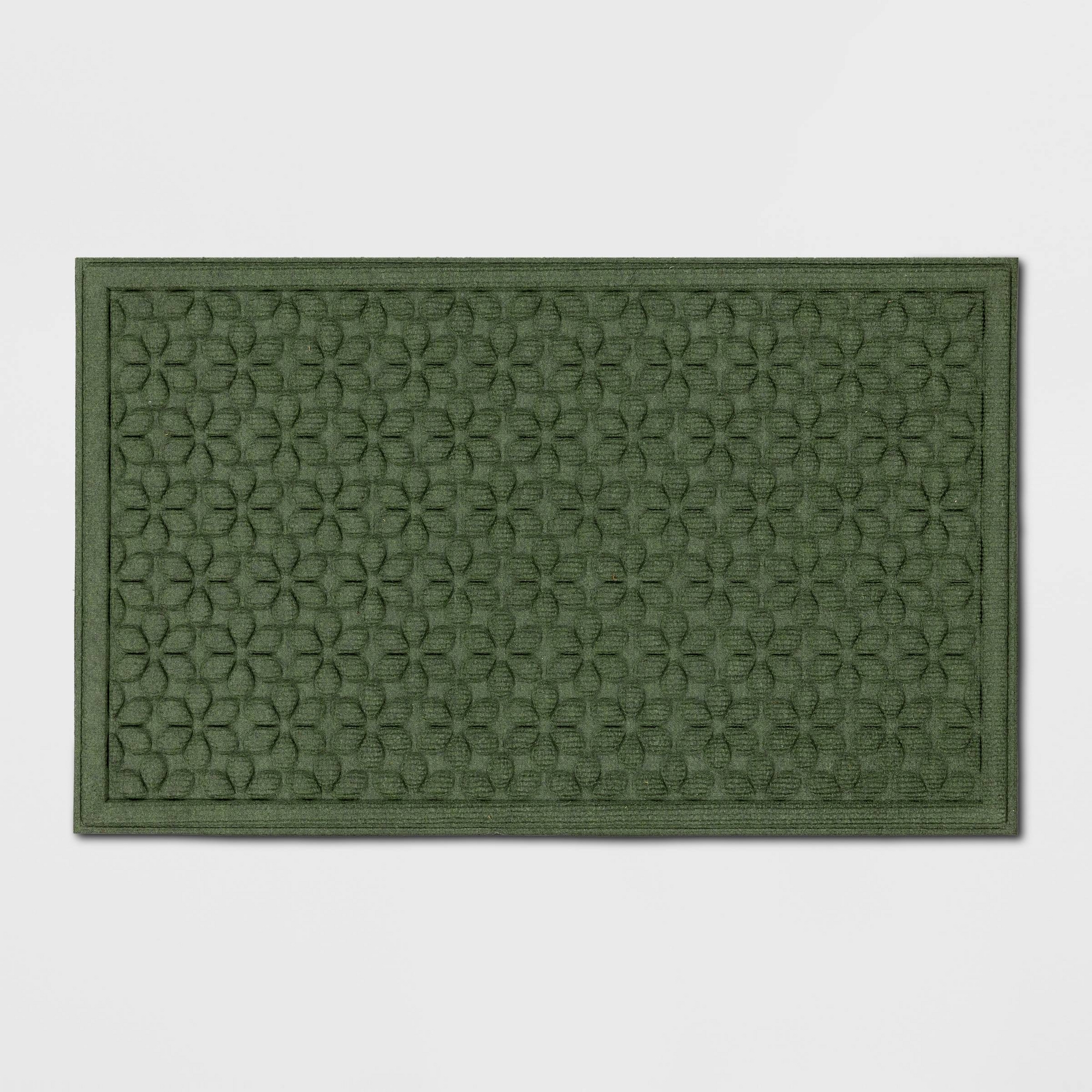 1'6"x2'6" Absorbing Embossed Floral Doormat Green - Room Essentials™