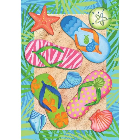 Briarwood Lane Tropical Flip Flops Summer Garden Flag Sand Beach ...