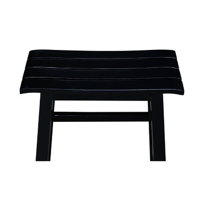 Espresso Black Solid Acacia Traditional Slat Seat Stool, 18-Inch