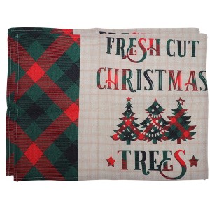 Unique Bargains Christmas Place Mats Plaid Linen Red Green Beige White 13"x17.7" 2 Pcs - 1 of 4