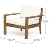 Outdoor Club Chair in Cream Acacia Wood with Water-Resistant Cushions, Slatted Back and Wire Brush Finish for Porch or Garden Use-Cuddlewood - 4 of 4
