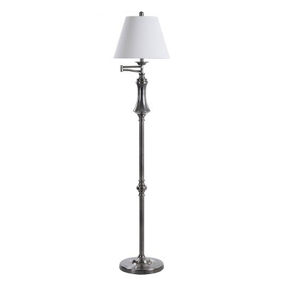 Logan Steel Transitional Swing Arm Floor Lamp Black/White - StyleCraft