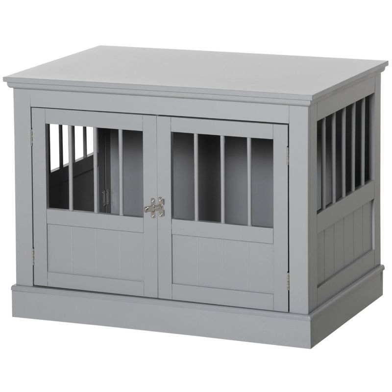 PawHut Dog Crate End Table with Triple Doors, Wooden Dog Crate Furniture Indoor Use, Puppy Crate with and Steel Tubes, for Small Dogs, 5 of 8
