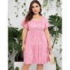 Plus Size Dress Plus Size Dress Ruffle Sleeve Flowy Dress with Pockets blue white flower 2XL - 3 of 4