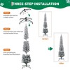 Pre-Lit Artificial Christmas Tree, Snow Flocked Pencil Christmas Tree with Metal Stand, Slim Xmas Tree for Home Office Party Holiday Decoration - 2 of 4