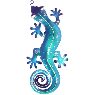 D-Art Collection Iron Blue Gecko Wall Décor Small