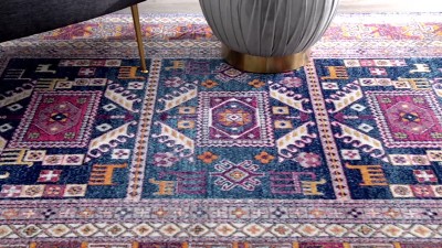Bosphorus 38'' Navy Synthetic Handmade Rectangular Area Rug