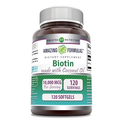 Amazing Formulas Biotin With Coconut Oil 10000 Mcg 120 Softgels : Target