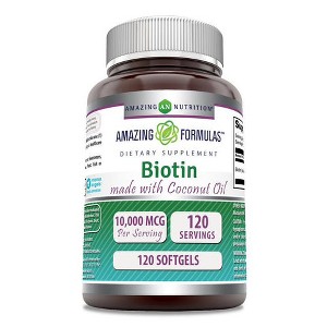 Amazing Formulas Biotin With Coconut Oil 10000 Mcg 120 Softgels - 1 of 1