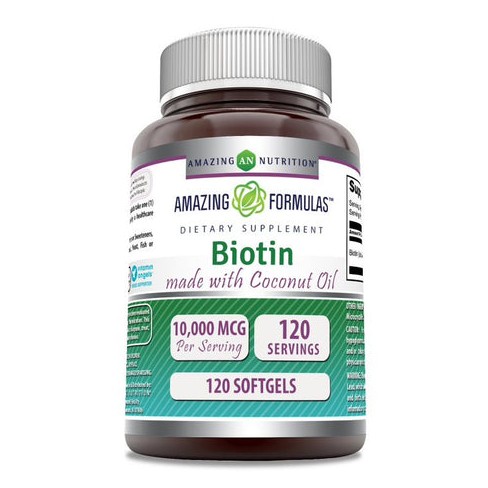 Amazing Formulas Biotin With Coconut Oil 10000 Mcg 120 Softgels : Target