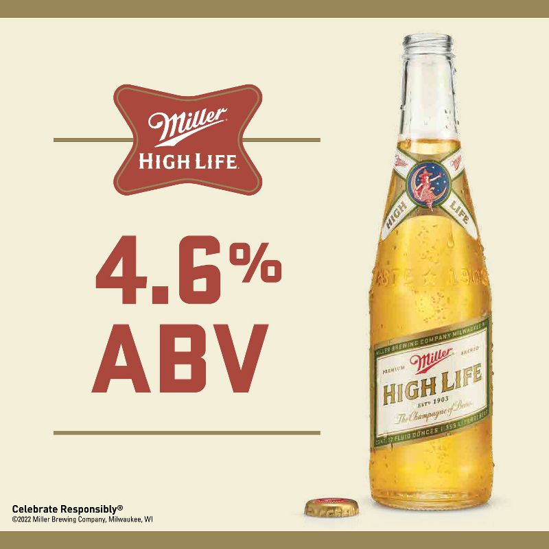 Miller High Life Beer - 12pk/12 fl oz Bottles, 3 of 10