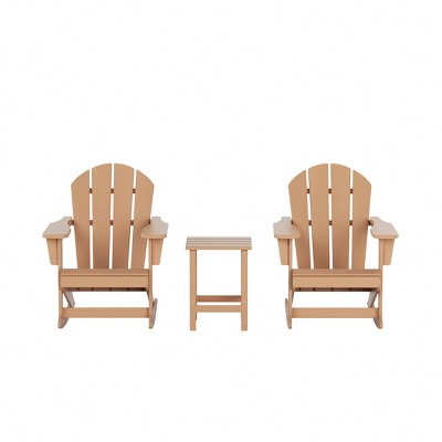 WestinTrends 3 Piece set Outdoor Patio Poly Adirondack rocking chairs with side table